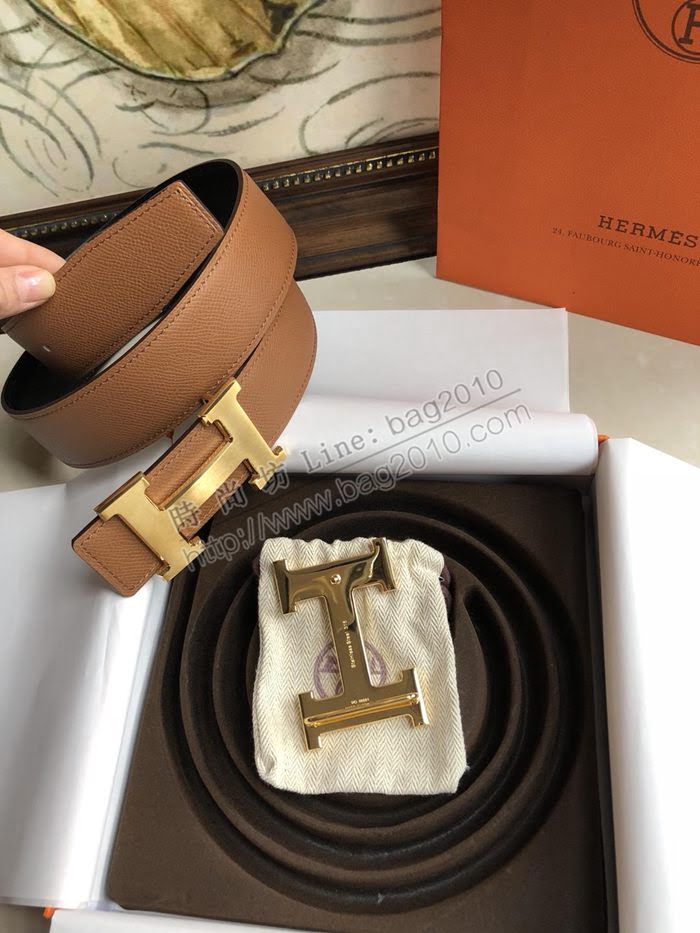 HERMES皮帶 愛馬仕原單 雙面用 原版皮手掌紋 金屬H大Logo 男士腰帶  hgh1970